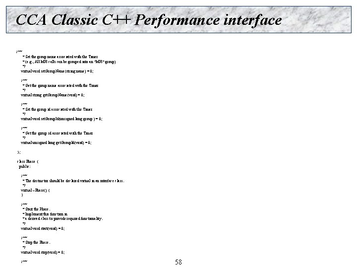 CCA Classic C++ Performance interface /** * Set the group name associated with the