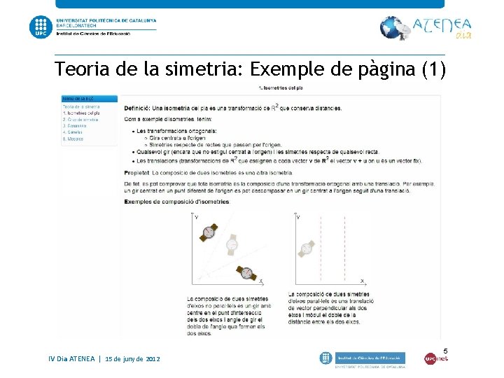 Teoria de la simetria: Exemple de pàgina (1) IV Dia ATENEA | 15 de