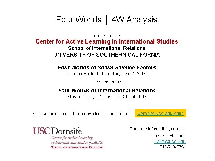 Four Worlds │ 4 W Analysis a project of the Center for Active Learning
