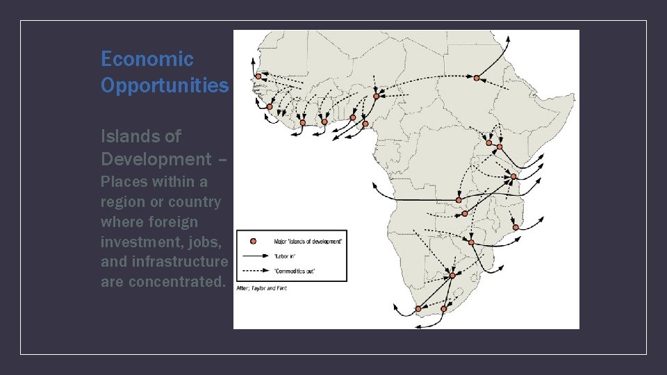 Economic Opportunities Islands of Development – Places within a region or country where foreign