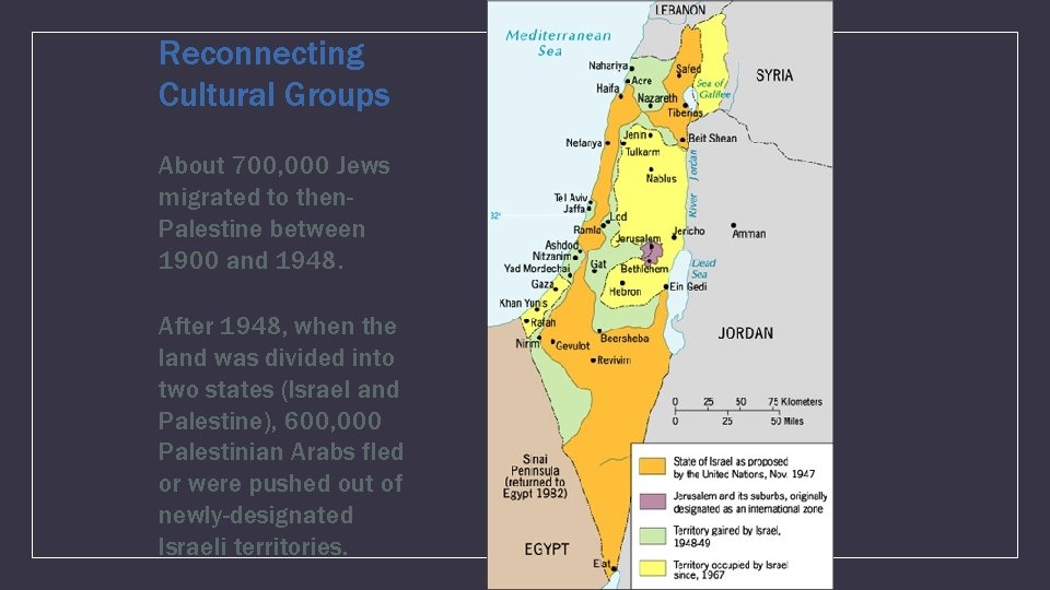 Reconnecting Cultural Groups About 700, 000 Jews migrated to then. Palestine between 1900 and