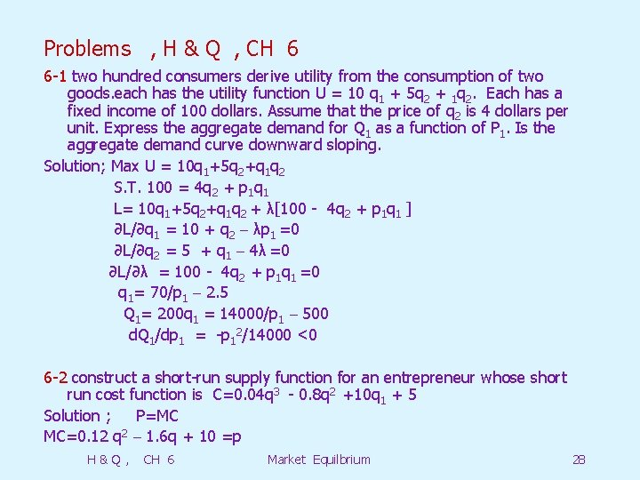 Problems , H & Q , CH 6 6 -1 two hundred consumers derive
