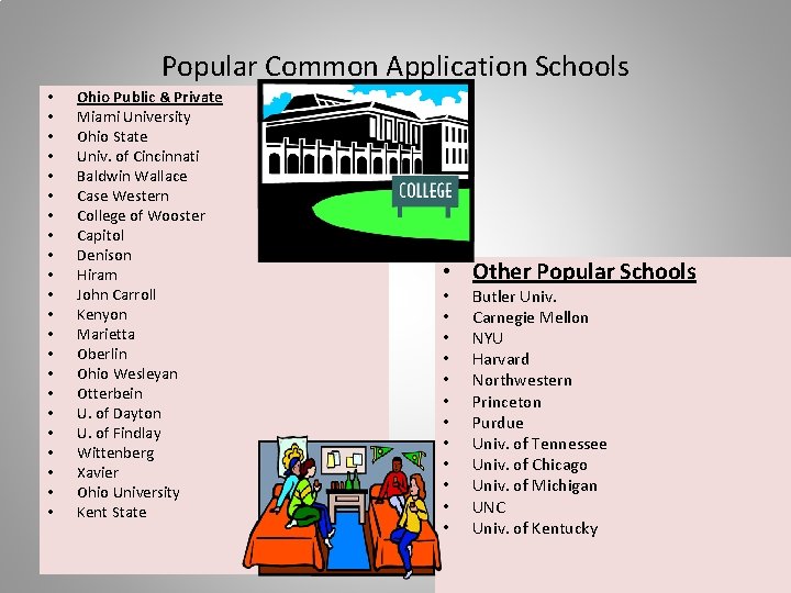 Popular Common Application Schools • • • • • • Ohio Public & Private