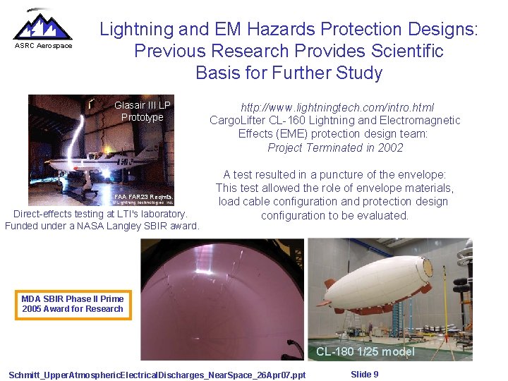 ASRC Aerospace Lightning and EM Hazards Protection Designs: Previous Research Provides Scientific Basis for