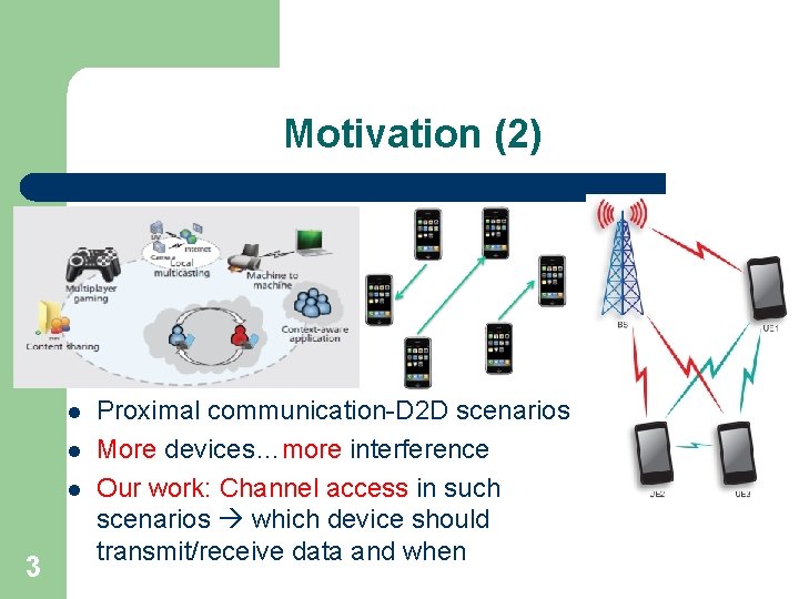 Motivation (2) l l l 3 Proximal communication-D 2 D scenarios More devices…more interference