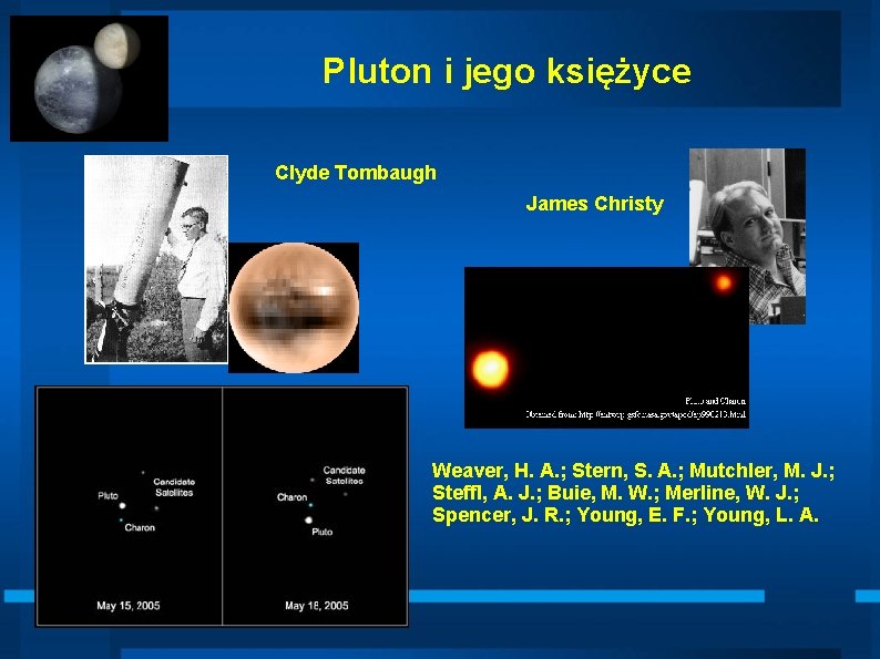 Pluton i jego księżyce Clyde Tombaugh James Christy Weaver, H. A. ; Stern, S.