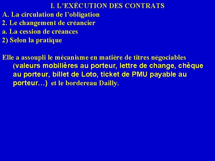 I. L’EXÉCUTION DES CONTRATS A. La circulation de l’obligation 2. Le changement de créancier