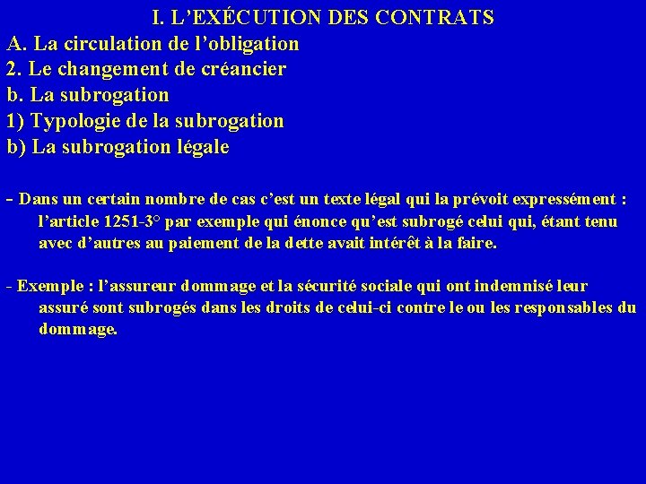 I. L’EXÉCUTION DES CONTRATS A. La circulation de l’obligation 2. Le changement de créancier