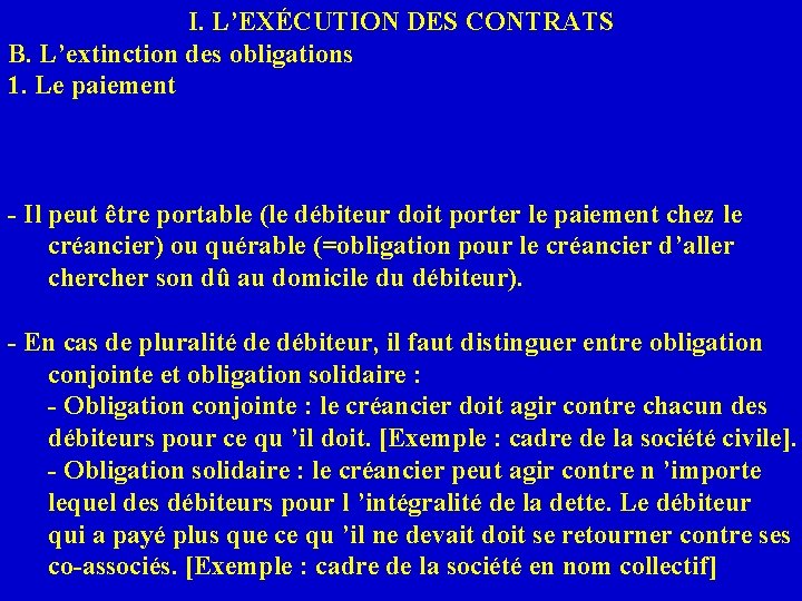 I. L’EXÉCUTION DES CONTRATS B. L’extinction des obligations 1. Le paiement - Il peut