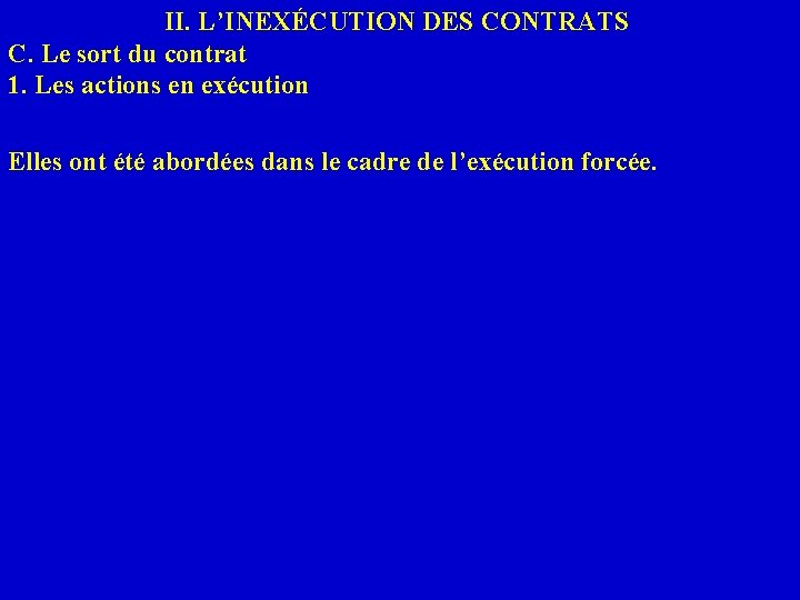 II. L’INEXÉCUTION DES CONTRATS C. Le sort du contrat 1. Les actions en exécution