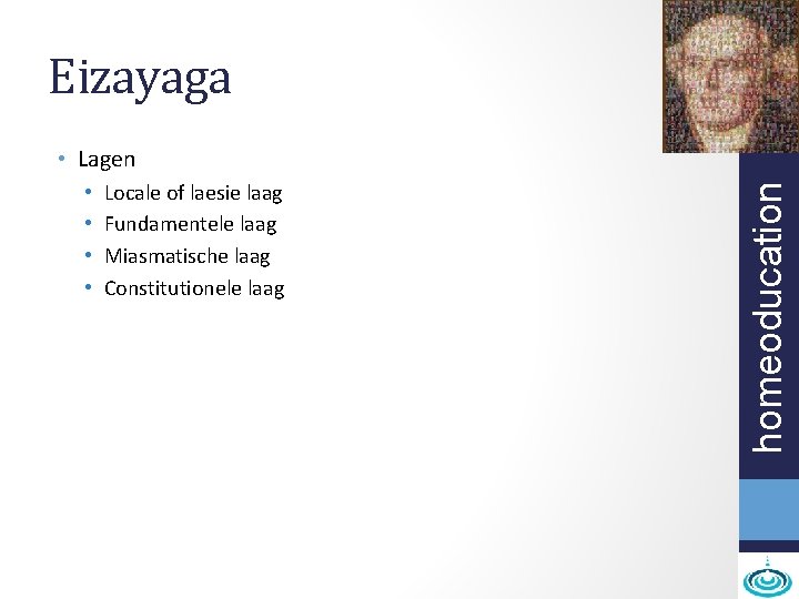 Eizayaga • • Locale of laesie laag Fundamentele laag Miasmatische laag Constitutionele laag homeoducation