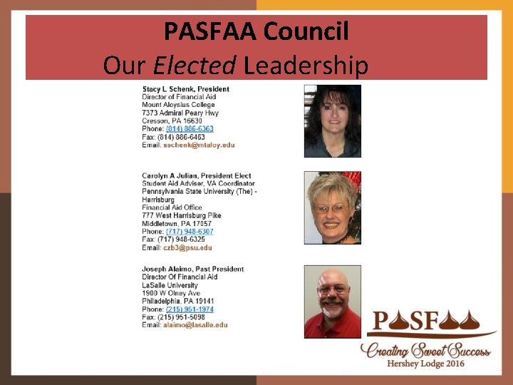 PASFAA Council Our Elected Leadership 