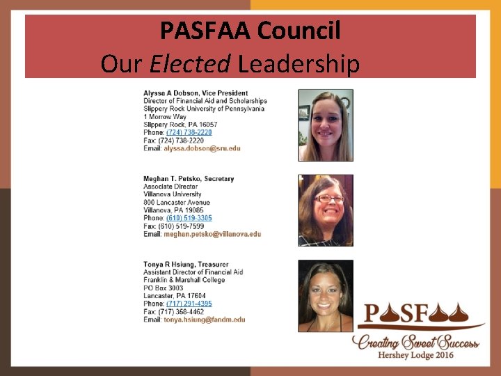 PASFAA Council Our Elected Leadership 