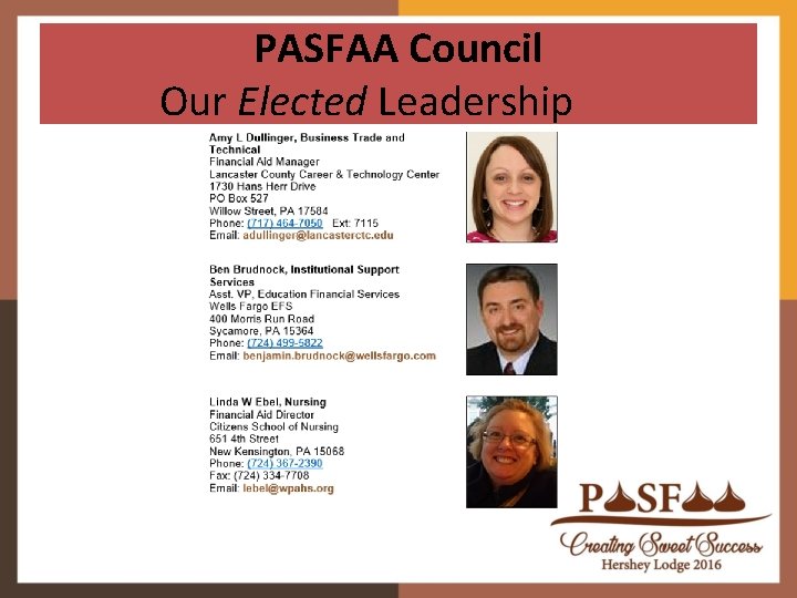 PASFAA Council Our Elected Leadership 