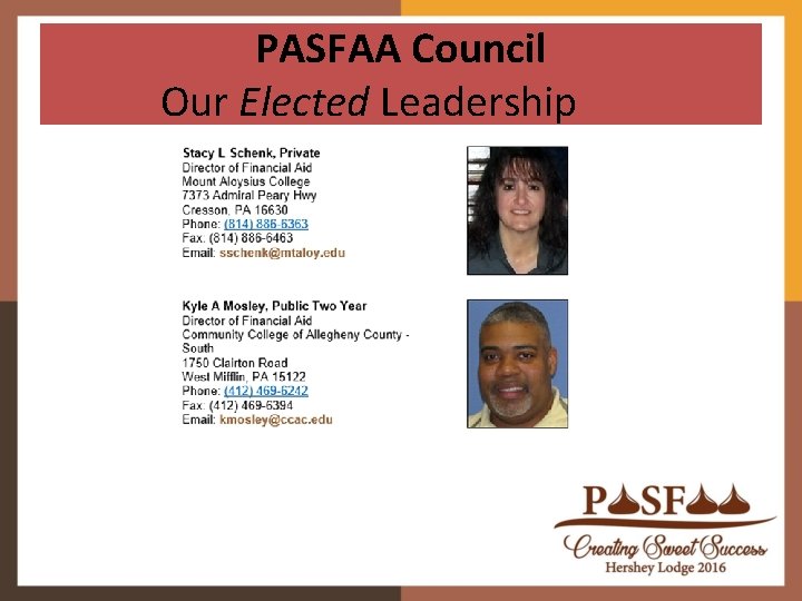 PASFAA Council Our Elected Leadership 