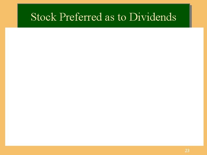 Stock Preferred as to Dividends Example: Consider the following partial Statement of Stockholders’ Equity.