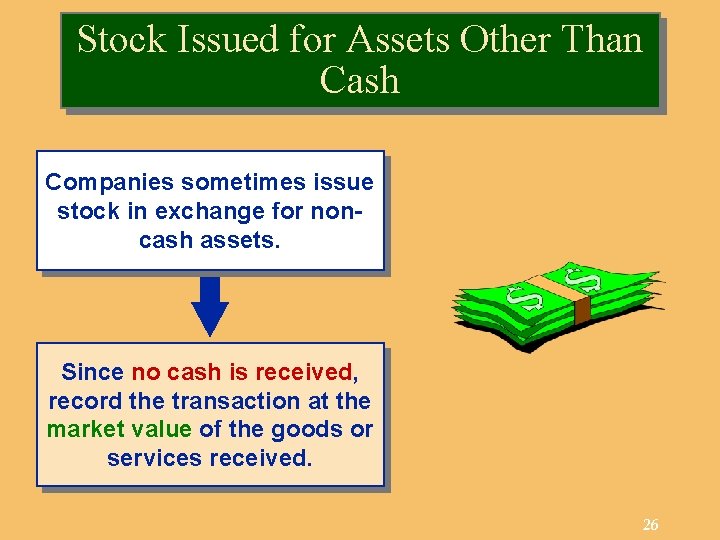 Stock Issued for Assets Other Than Cash Companies sometimes issue stock in exchange for