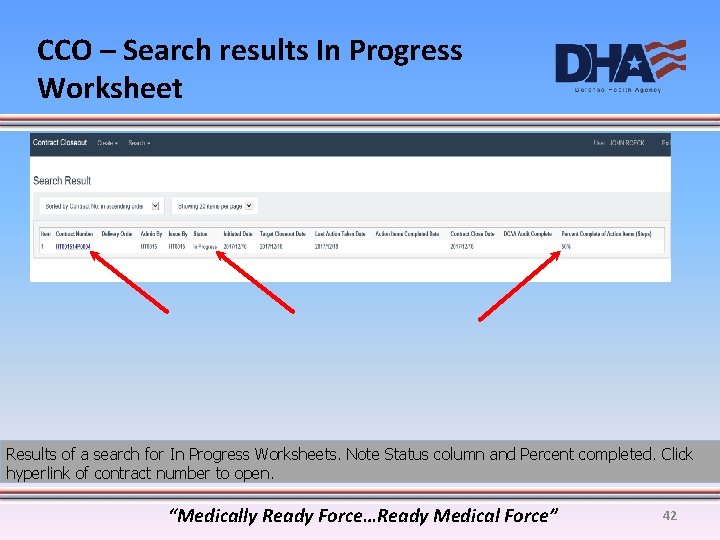 CCO – Search results In Progress Worksheet Results of a search for In Progress