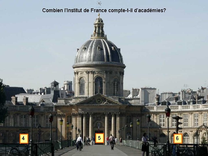 Combien l’Institut de France compte-t-il d’académies? 4 5 6 