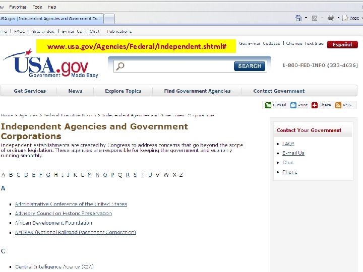 www. usa. gov/Agencies/Federal/Independent. shtml# 