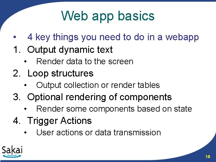 Web app basics • 4 key things you need to do in a webapp