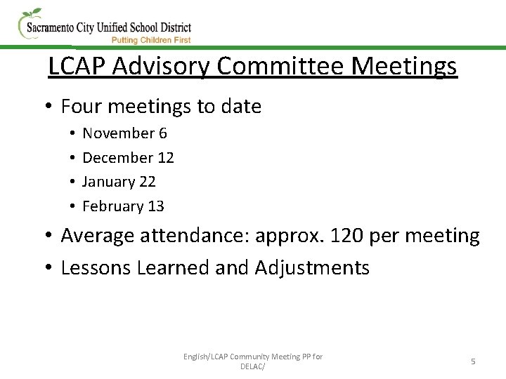 Local Control Accountability Plan LCAP Engagement Plan Meeting