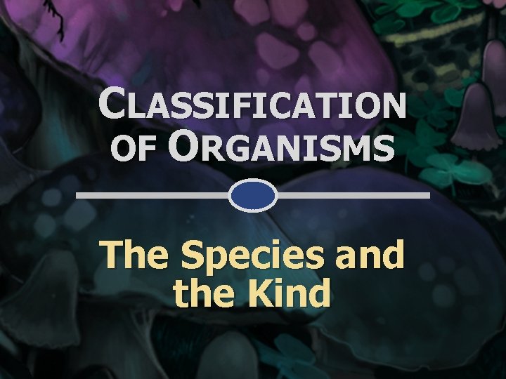CLASSIFICATION OF ORGANISMS The Species and the Kind 