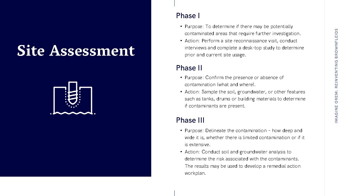 Site Assessment • Purpose: To determine if there may be potentially contaminated areas that