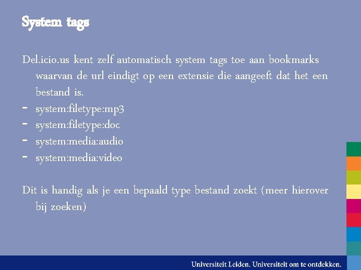 System Tag Meaning Del icio us online bookmarks opslaan beheren en