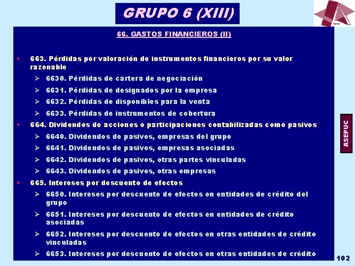 GRUPO 6 (XIII) 66. GASTOS FINANCIEROS (II) § 663. Pérdidas por valoración de instrumentos