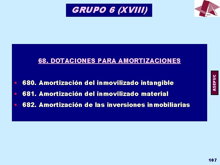 GRUPO 6 (XVIII) § 680. Amortización del inmovilizado intangible § 681. Amortización del inmovilizado