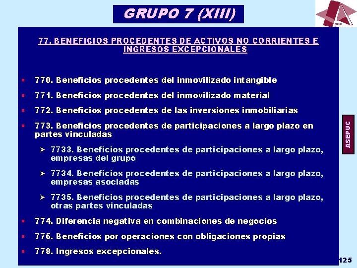 GRUPO 7 (XIII) § 770. Beneficios procedentes del inmovilizado intangible § 771. Beneficios procedentes