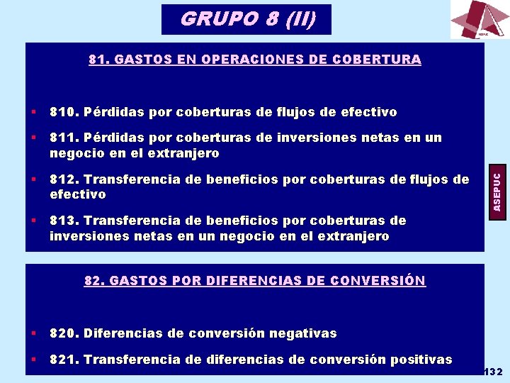GRUPO 8 (II) § 810. Pérdidas por coberturas de flujos de efectivo § 811. GRUPO 8 (II) § 810. Pérdidas por coberturas de flujos de efectivo § 811.