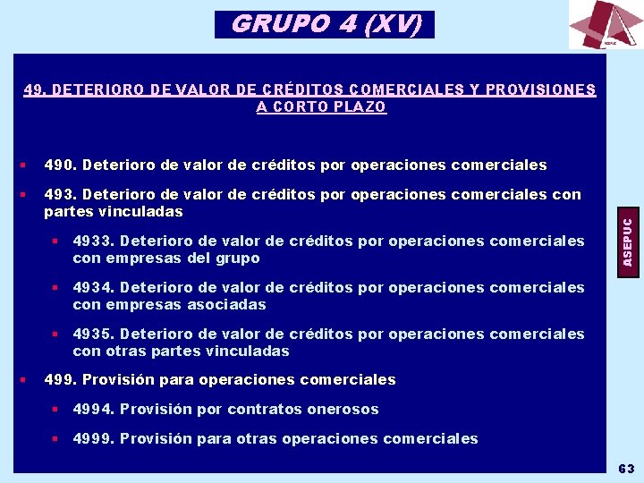 GRUPO 4 (XV) § 490. Deterioro de valor de créditos por operaciones comerciales §