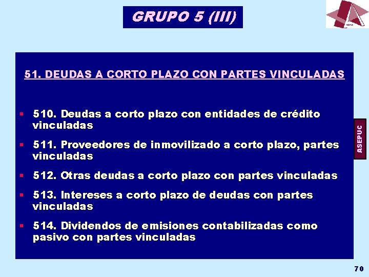 GRUPO 5 (III) § 510. Deudas a corto plazo con entidades de crédito vinculadas