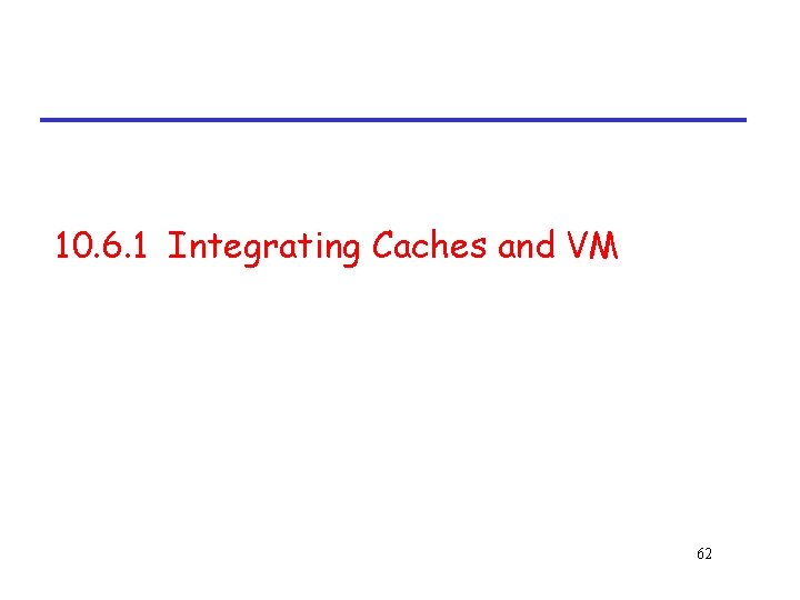 10. 6. 1 Integrating Caches and VM 62 