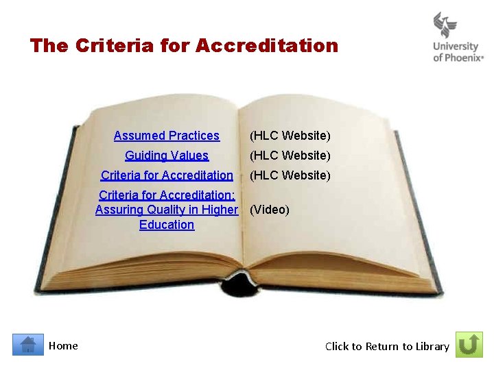 The Criteria for Accreditation Assumed Practices (HLC Website) Guiding Values (HLC Website) Criteria for The Criteria for Accreditation Assumed Practices (HLC Website) Guiding Values (HLC Website) Criteria for