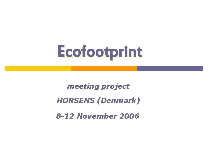 Ecofootprint meeting project HORSENS (Denmark) 8 -12 November 2006 