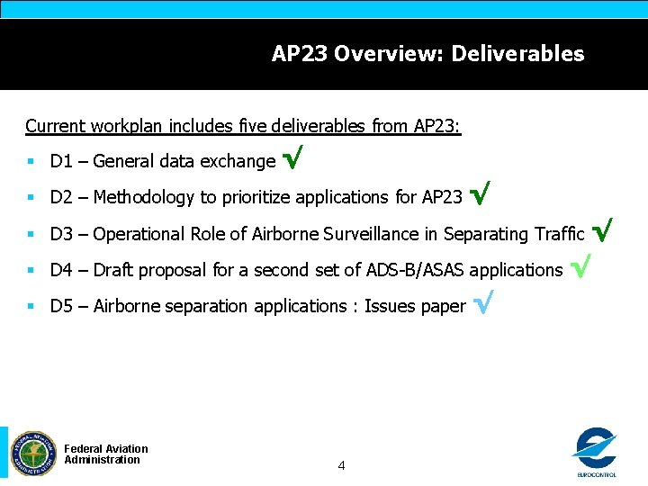 AP 23 Overview: Deliverables Current workplan includes five deliverables from AP 23: § D