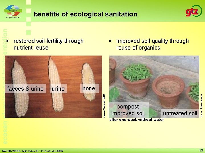 § improved soil quality through reuse of organics § restored soil fertility through nutrient