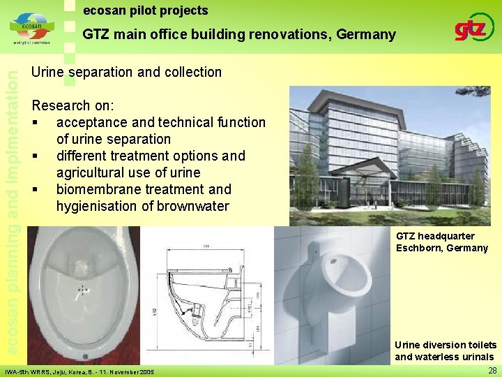 ecosan pilot projects ecosan planning and implmentation GTZ main office building renovations, Germany Urine