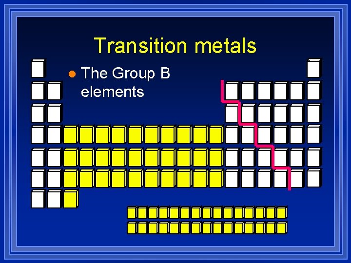 Transition metals l The Group B elements 