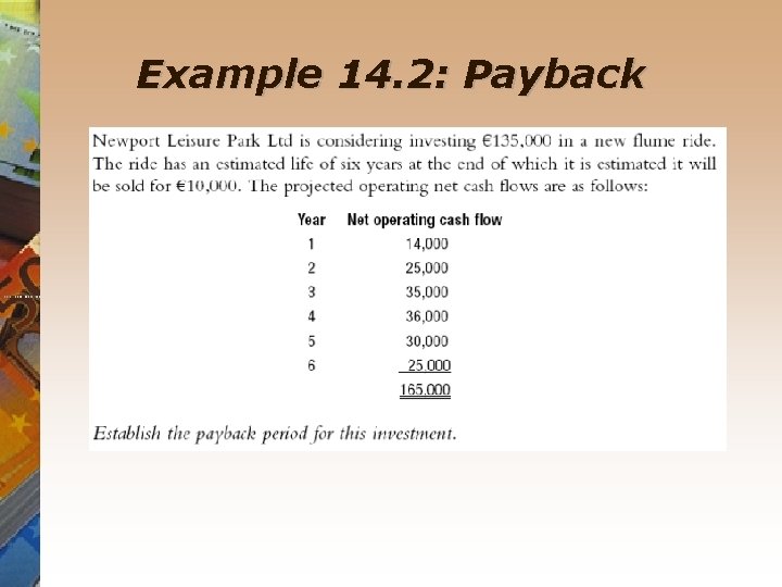 Example 14. 2: Payback 