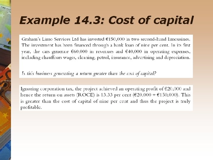 Example 14. 3: Cost of capital 