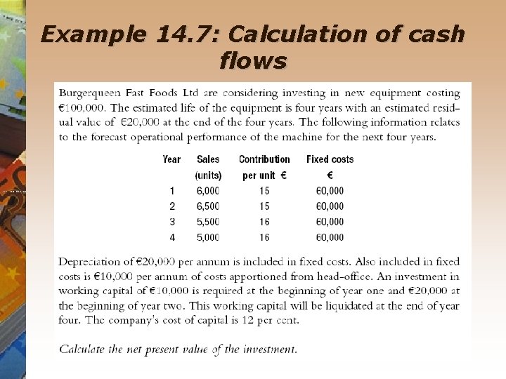 Example 14. 7: Calculation of cash flows 