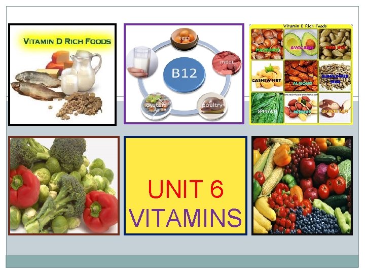 UNIT 6 VITAMINS Learning Objectives 2 Define vitamins
