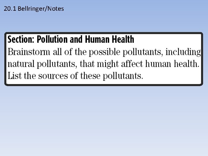 20. 1 Bellringer/Notes 