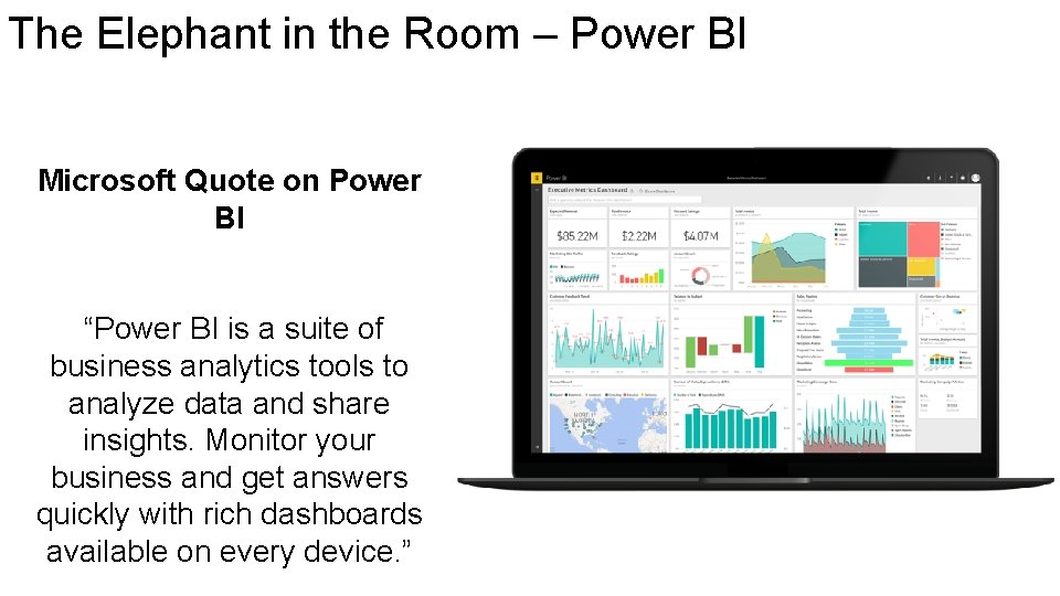 The Elephant in the Room – Power BI Microsoft Quote on Power BI “Power