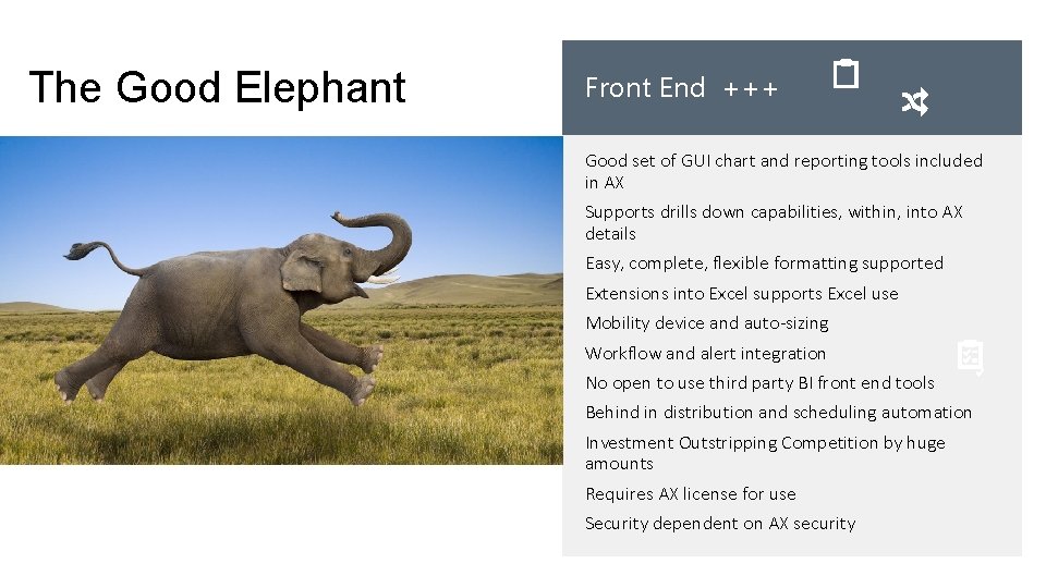 The Good Elephant Front End +++ Good set of GUI chart and reporting tools