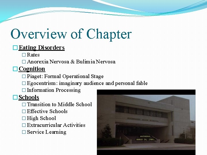 Overview of Chapter �Eating Disorders � Rates � Anorexia Nervosa & Bulimia Nervosa �Cognition Overview of Chapter �Eating Disorders � Rates � Anorexia Nervosa & Bulimia Nervosa �Cognition